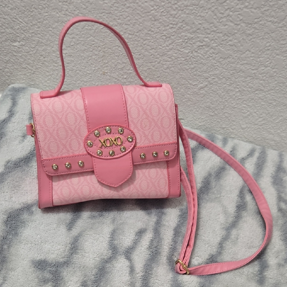 XOXO Pink Crossbody Bag with Gold Accents